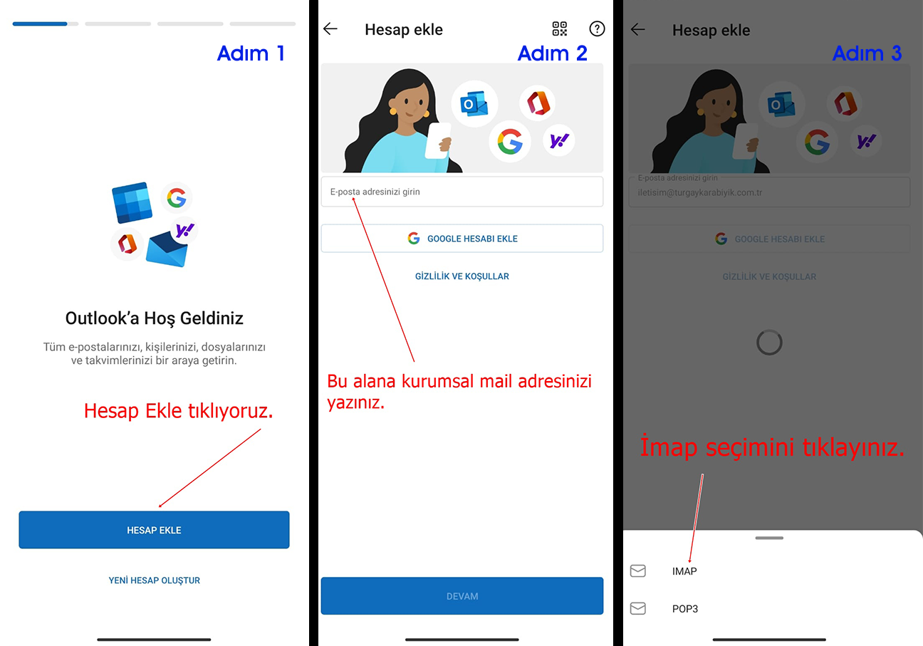Mobil Outlook Mail Kurulumu