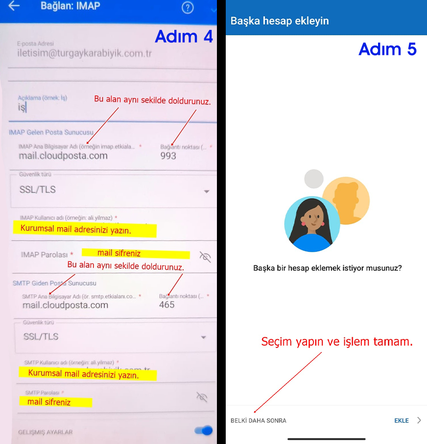 Mobil Outlook Mail Kurulumu