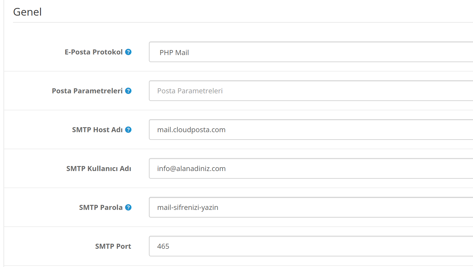 Website SMTP Kurulumu