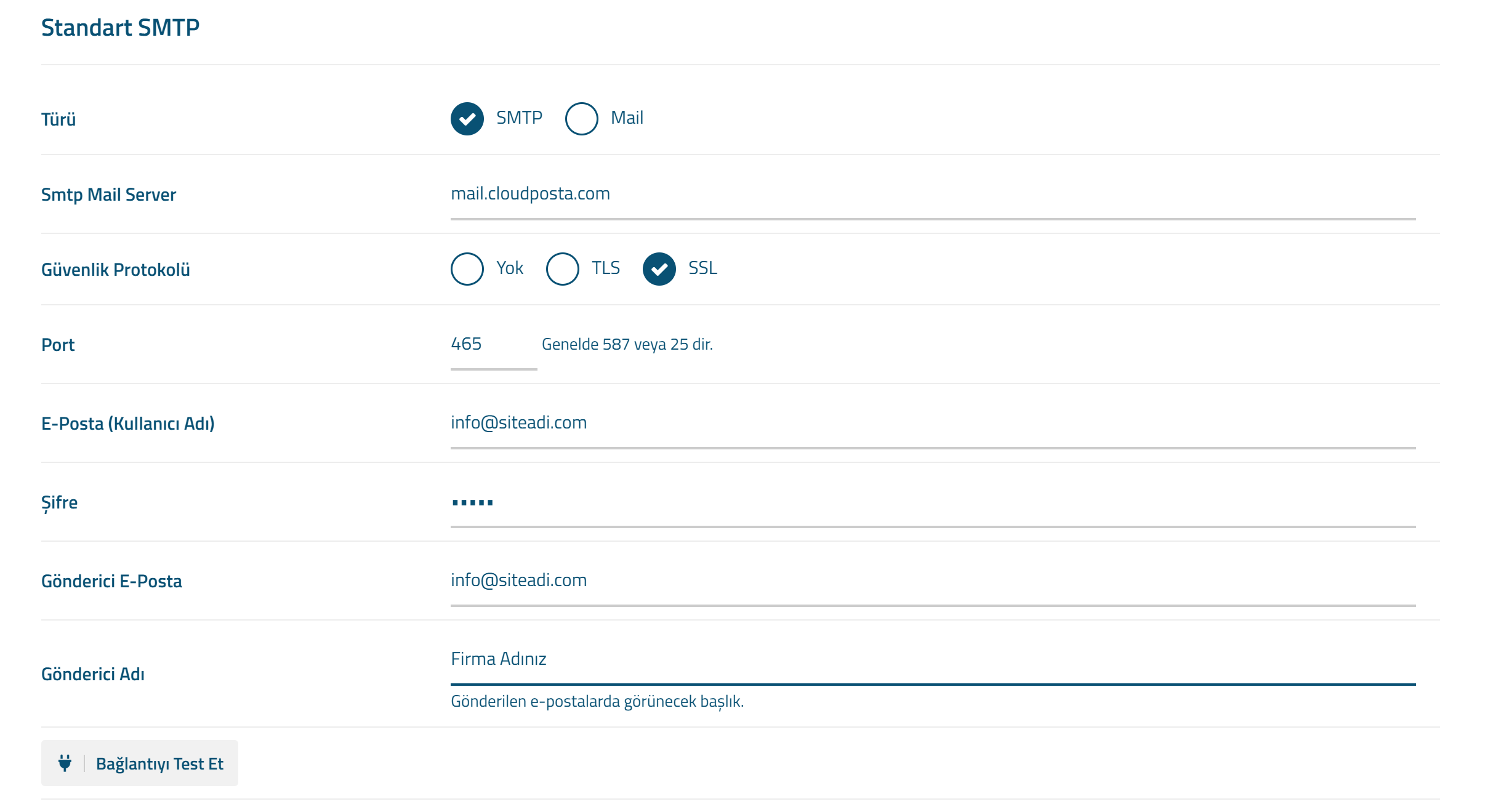 Website SMTP Kurulumu
